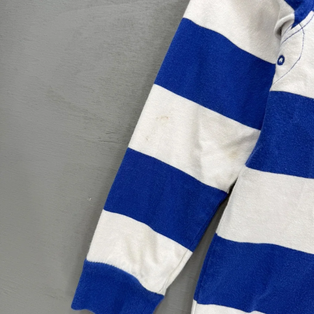 Polo Ralph Lauren Rugby Shirt Blue White Striped Quilted Pony Logo Size 7